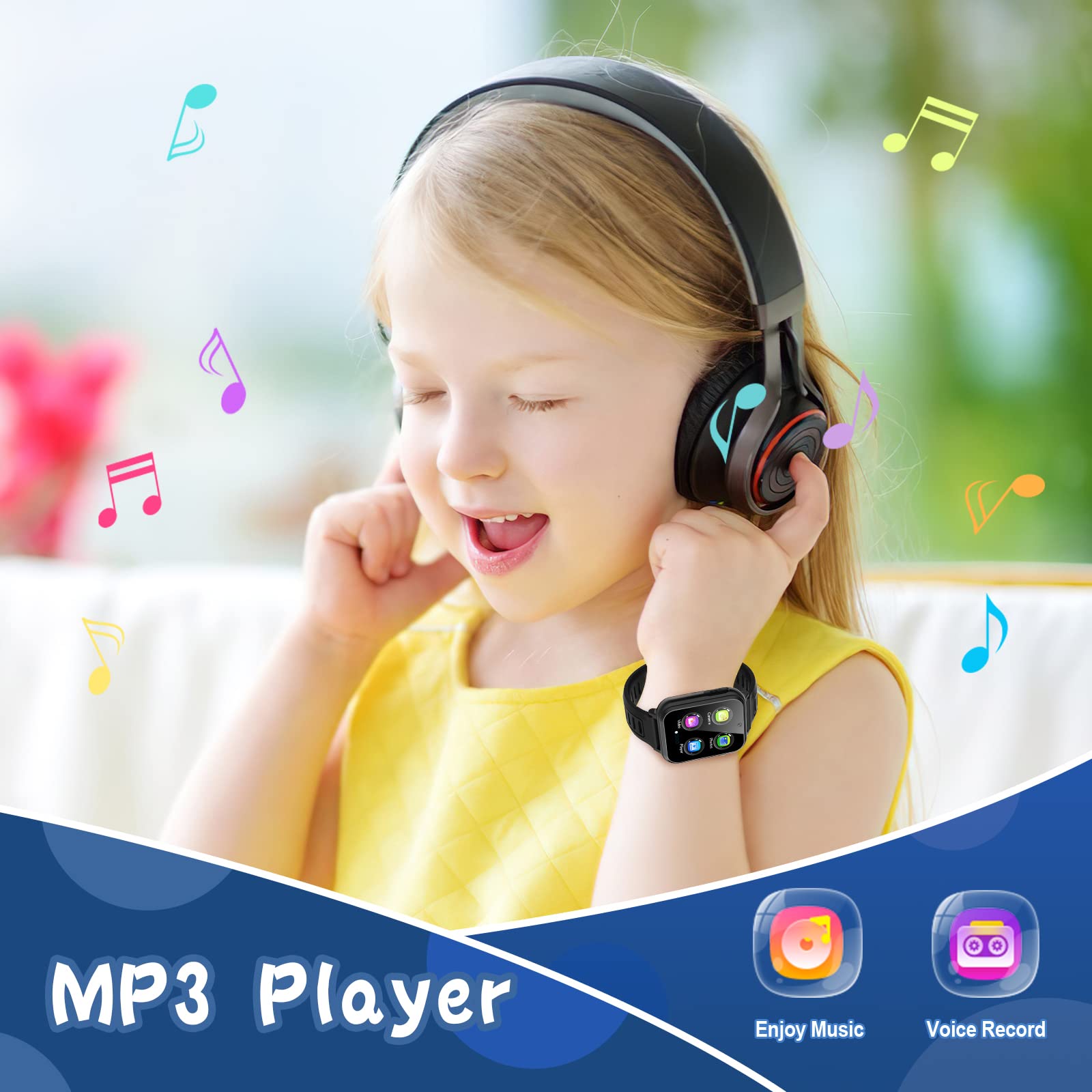 Sedzofan Smart Watch For Kids With 24 Puzzle Games Hd Touch Screen Camera Music Player Pedometer Alarm Clock Calculator Flashlig